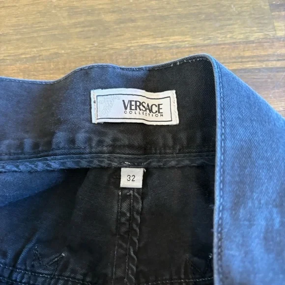 Vintage Versace Jeans Collection Pants Mens 32 Straight Logo Black Distressed
